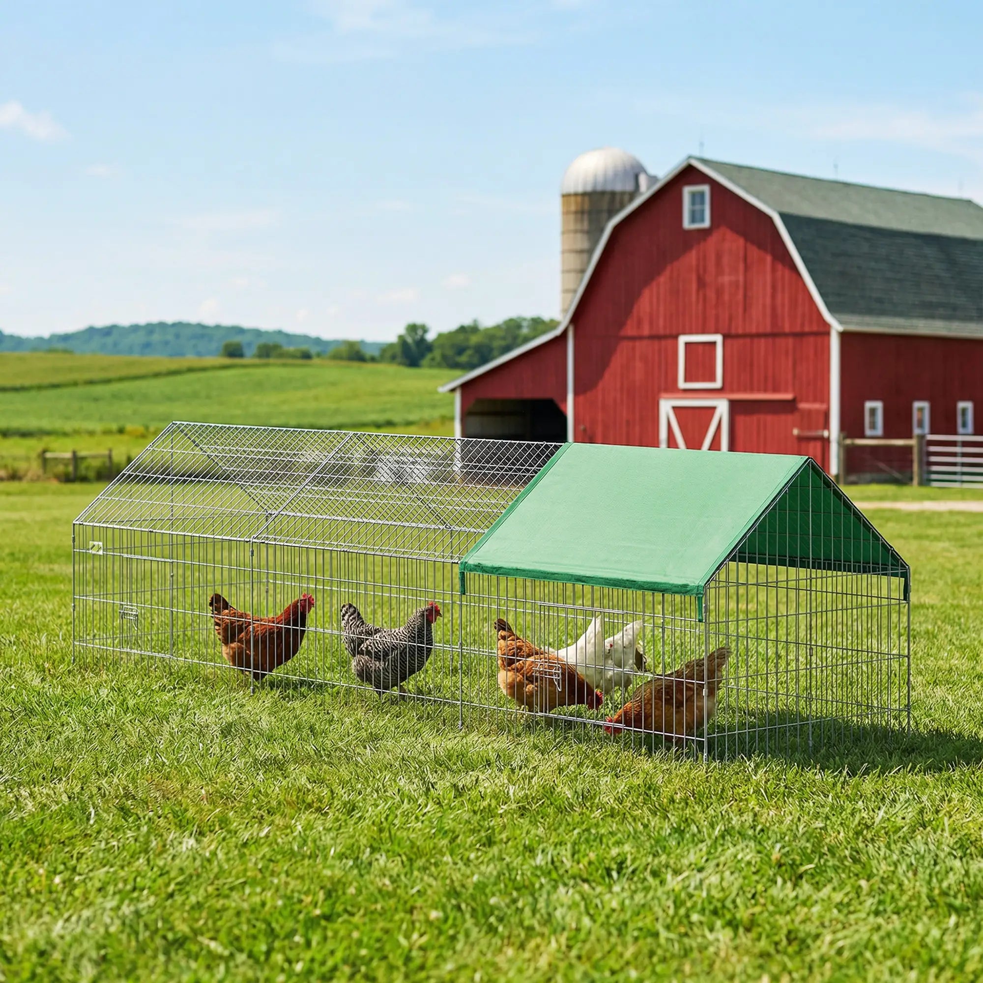 Metal Chicken Coop, UV-Resistant Cover, 106