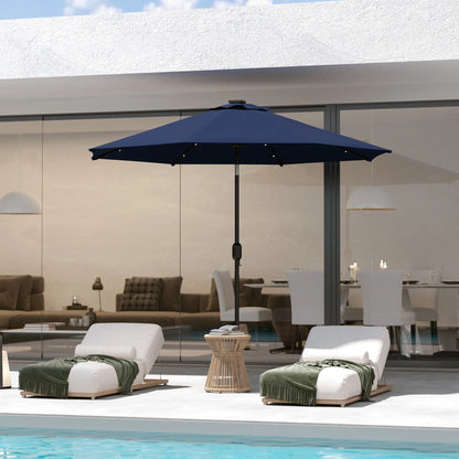 9ft Solar Patio Umbrella, 24 LED Lights, Tilt Canopy, Navy Blue Sun Umbrellas at Gallery Canada