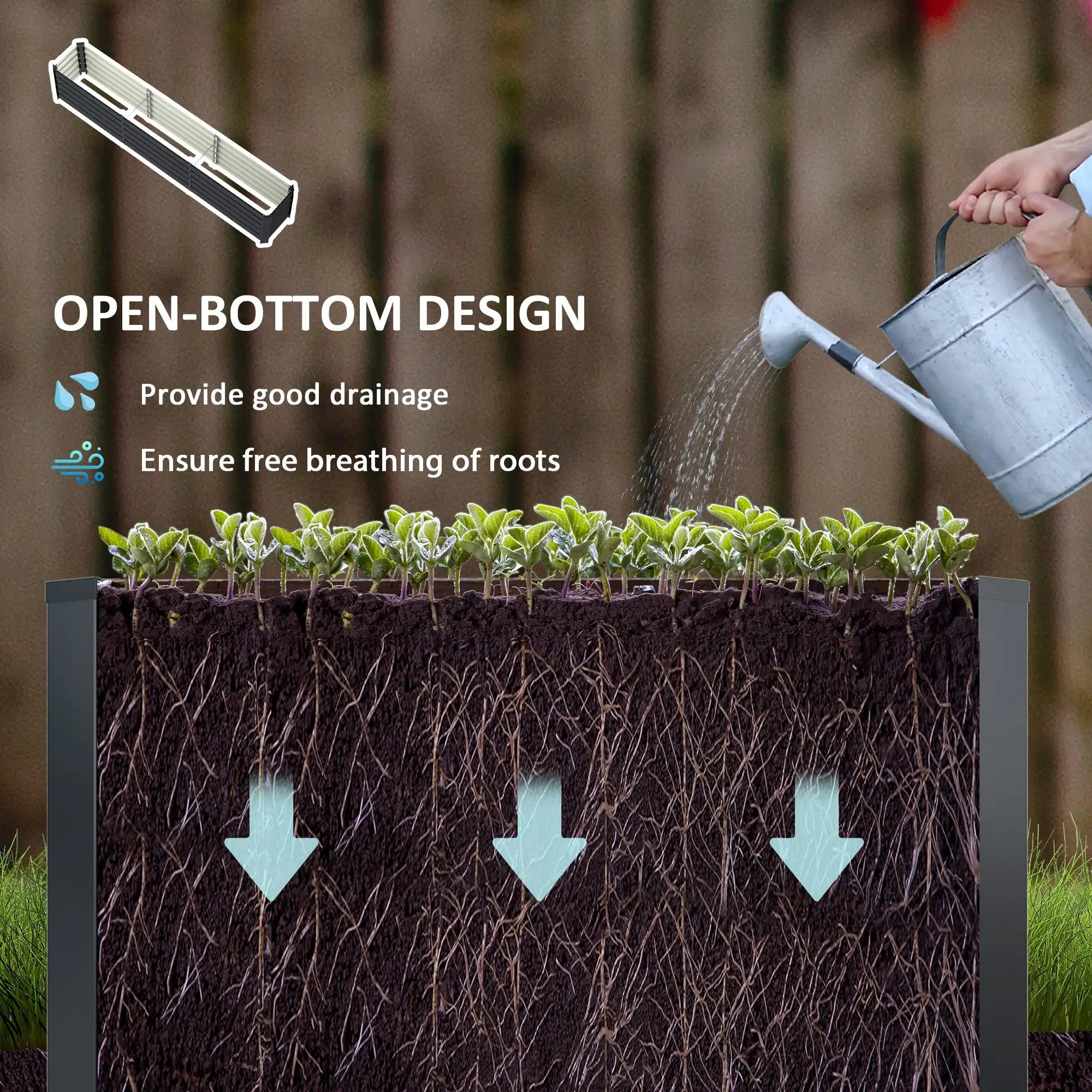 8 x 1.3 x 1.5ft Galvanized Raised Garden Bed, Outdoor Planter Box, Dark Grey Raised Garden Beds at Gallery Canada