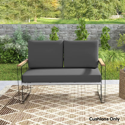 2 Seater 5" Thick Outdoor Seat Cushions, 7" Backrest, Dark Grey Patio Chair Cushions at Gallery Canada