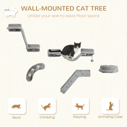 5PCs Cat Wall Shelves, Scratching Post, Ladder, Bed, Platform Cat Climbing Wall at Gallery Canada
