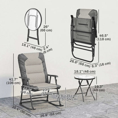 3-Piece Foldable Rocking Chair Set, Light Grey Outdoor Rocking Chairs at Gallery Canada