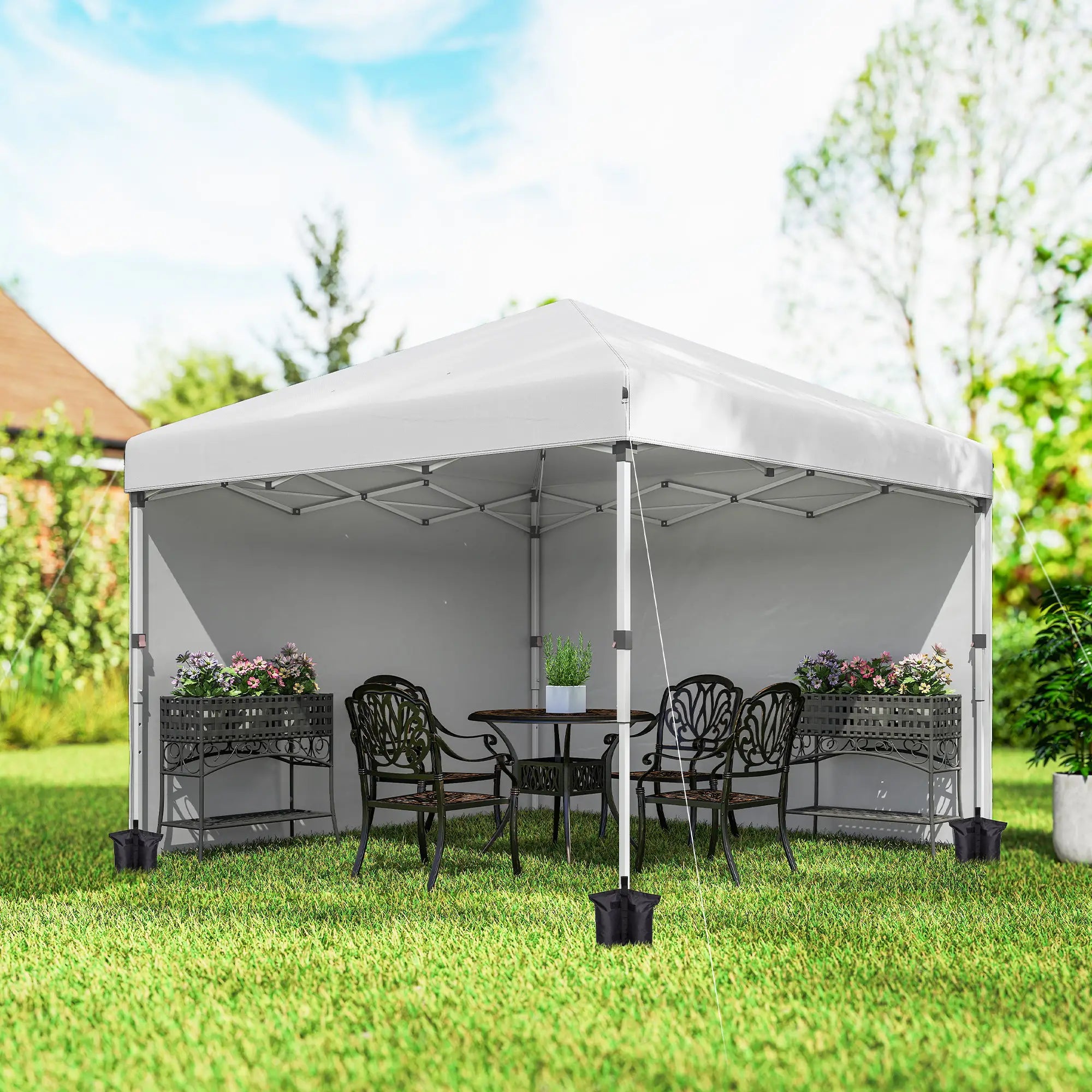 10' x 10' Pop Up Canopy, Sidewalls, Roller Bag, Adjustable Height, White Pop Up Canopies at Gallery Canada