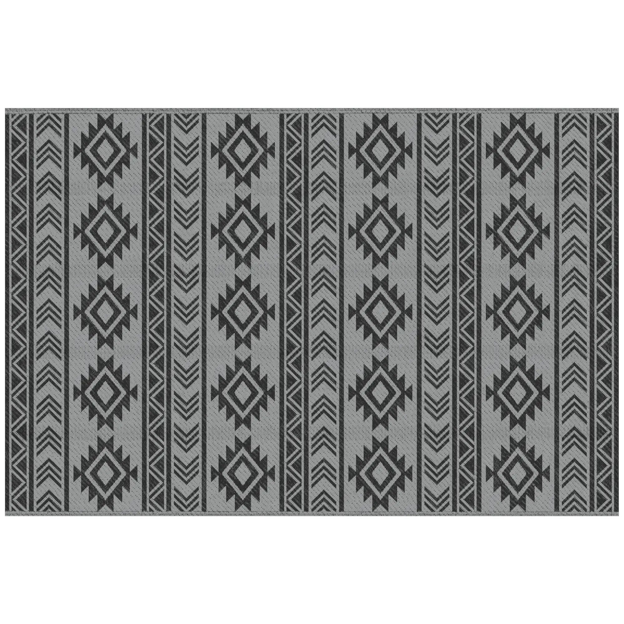 Reversible Outdoor RV Rug, Patio Mat, 6' x 9', Black & Grey Garden Decor at Gallery Canada