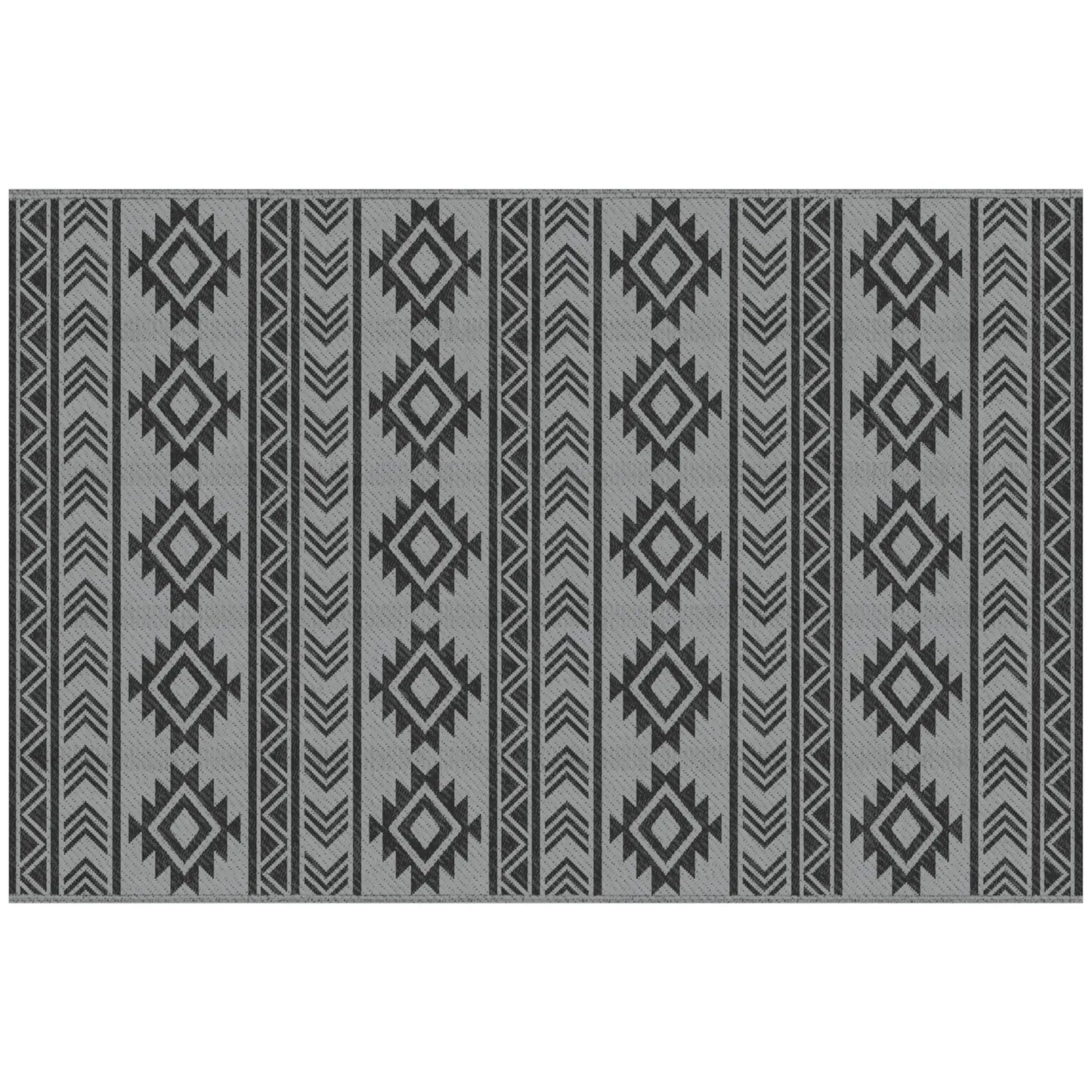 Reversible Outdoor RV Rug, Patio Mat, 6' x 9', Black & Grey Garden Decor at Gallery Canada