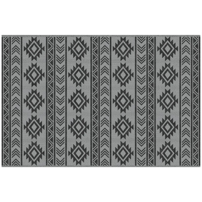 Reversible Outdoor RV Rug, Patio Mat, 6' x 9', Black & Grey Garden Decor at Gallery Canada