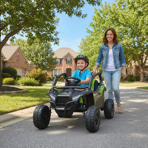 12V Ride On Truck, KAWASAKI TERYX KRX 2WD Kids Electric Car, Black