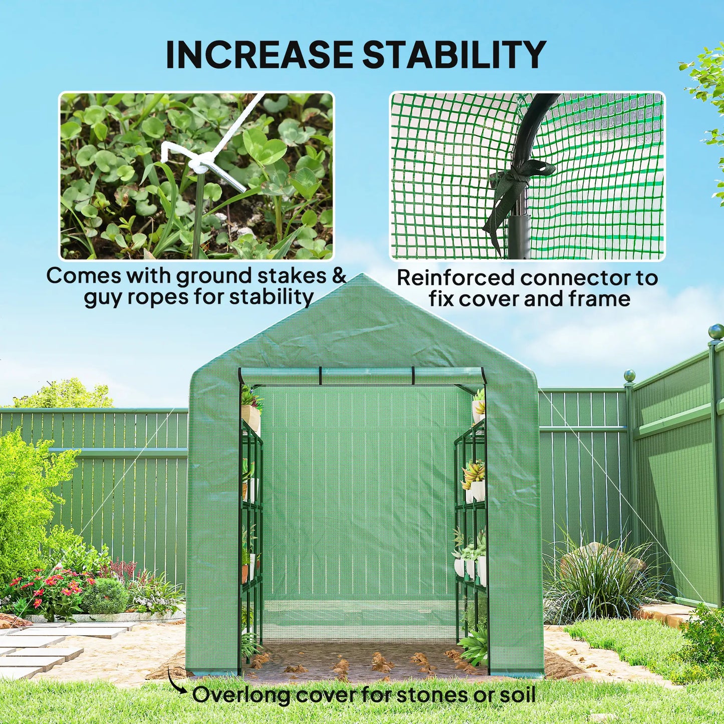 8' x 6' x 7' Portable Walk-In Greenhouse, 18 Shelves, Water/UV Resistant Cover, Roll Up Door Walk In Greenhouses at Gallery Canada