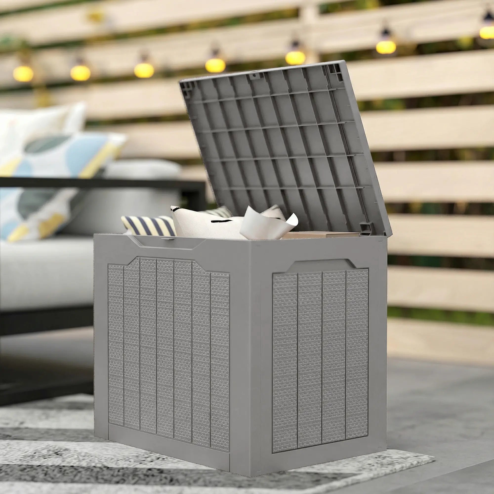 28 Gallon Deck Box, Resin Outdoor Storage With Handles, Waterproof UV Resistant Patio Storage Boxes at Gallery Canada