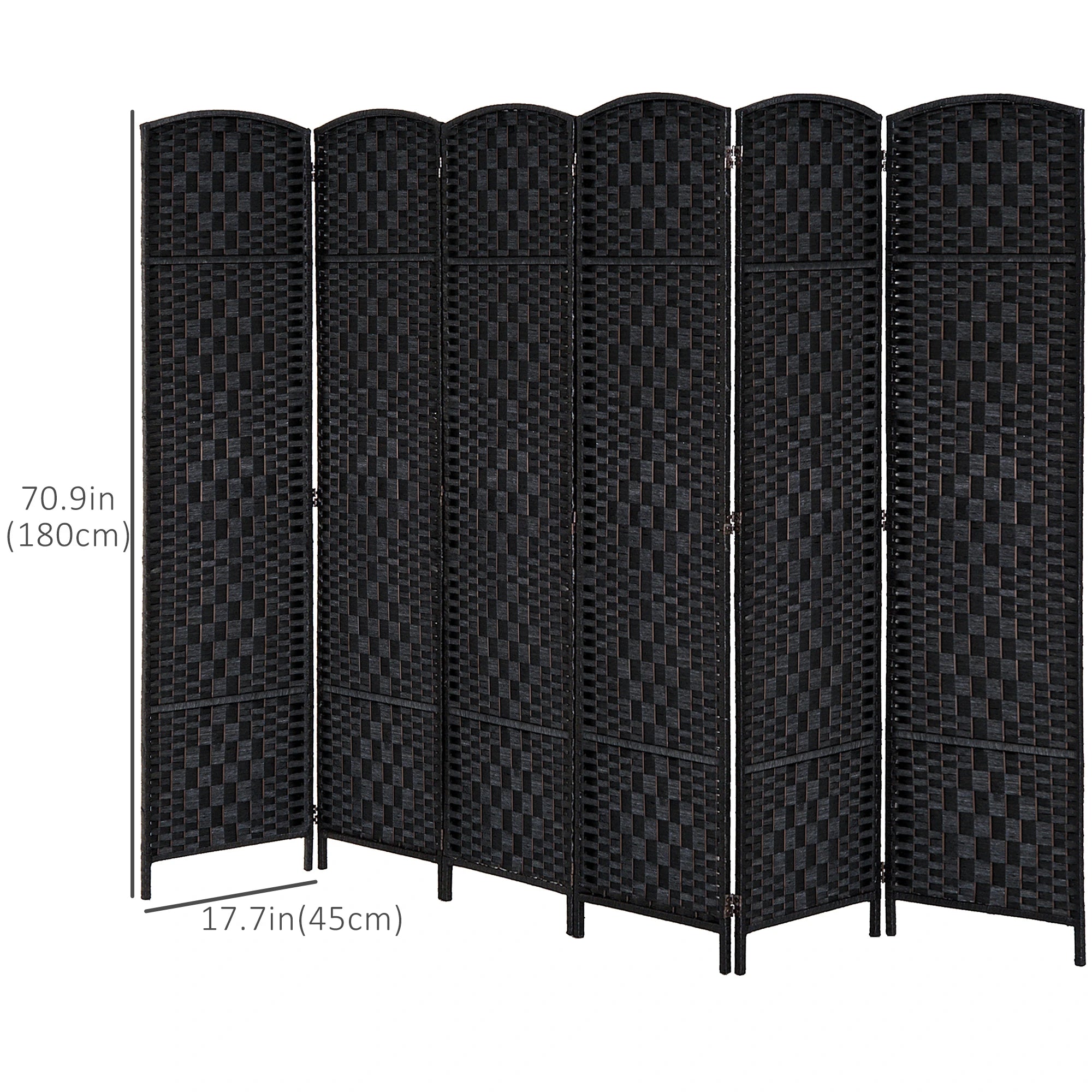6ft Folding Room Divider, 6 Panel Wooden Frame, Black Room Dividers at Gallery Canada