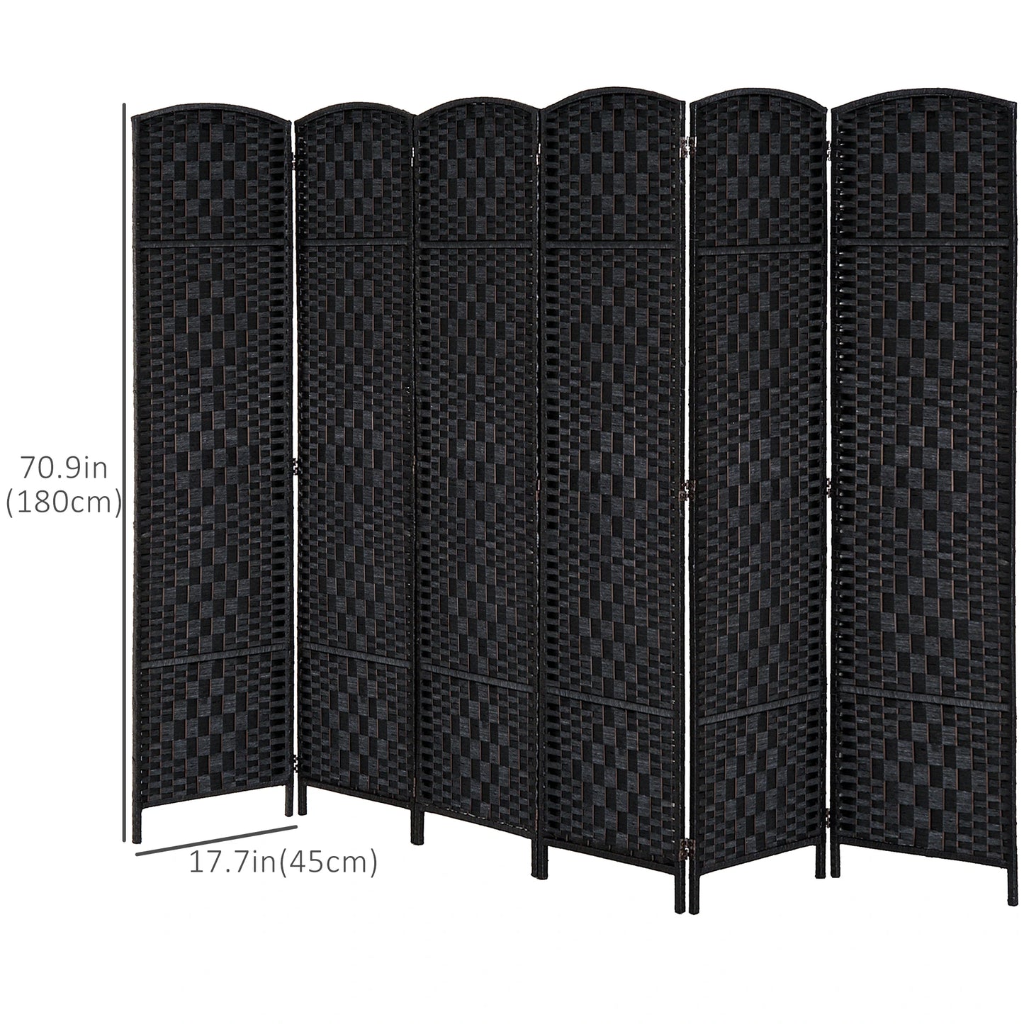 6ft Folding Room Divider, 6 Panel Wooden Frame, Black Room Dividers at Gallery Canada