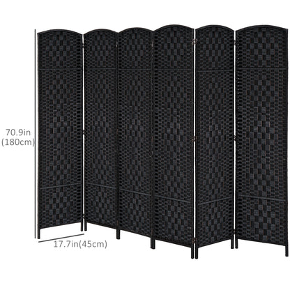 6ft Folding Room Divider, 6 Panel Wooden Frame, Black Room Dividers at Gallery Canada
