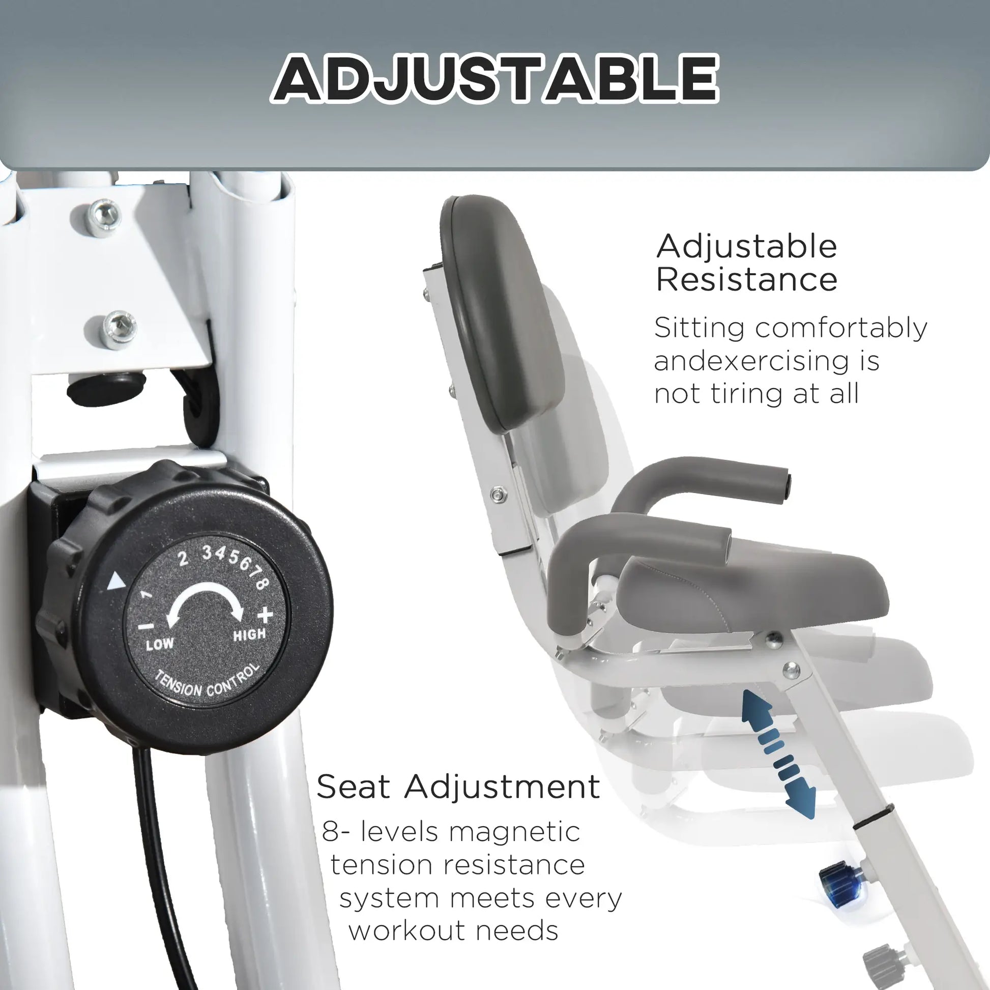 Folding Exercise Bike, 8-Level Magnetic Resistance, LCD Monitor, Grey Exercise & Stationary Bikes at Gallery Canada