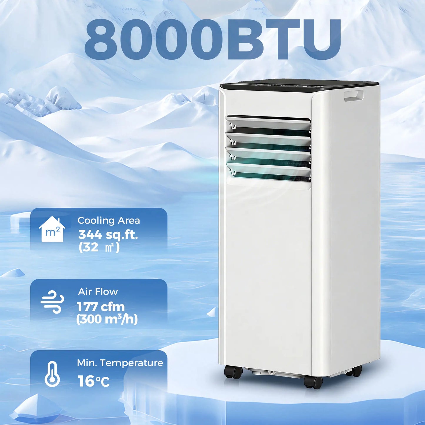 8000 BTU Portable AC, Dehumidifier, Fan, WiFi Voice Remote, 344 Sq. ft Air Conditioner at Gallery Canada