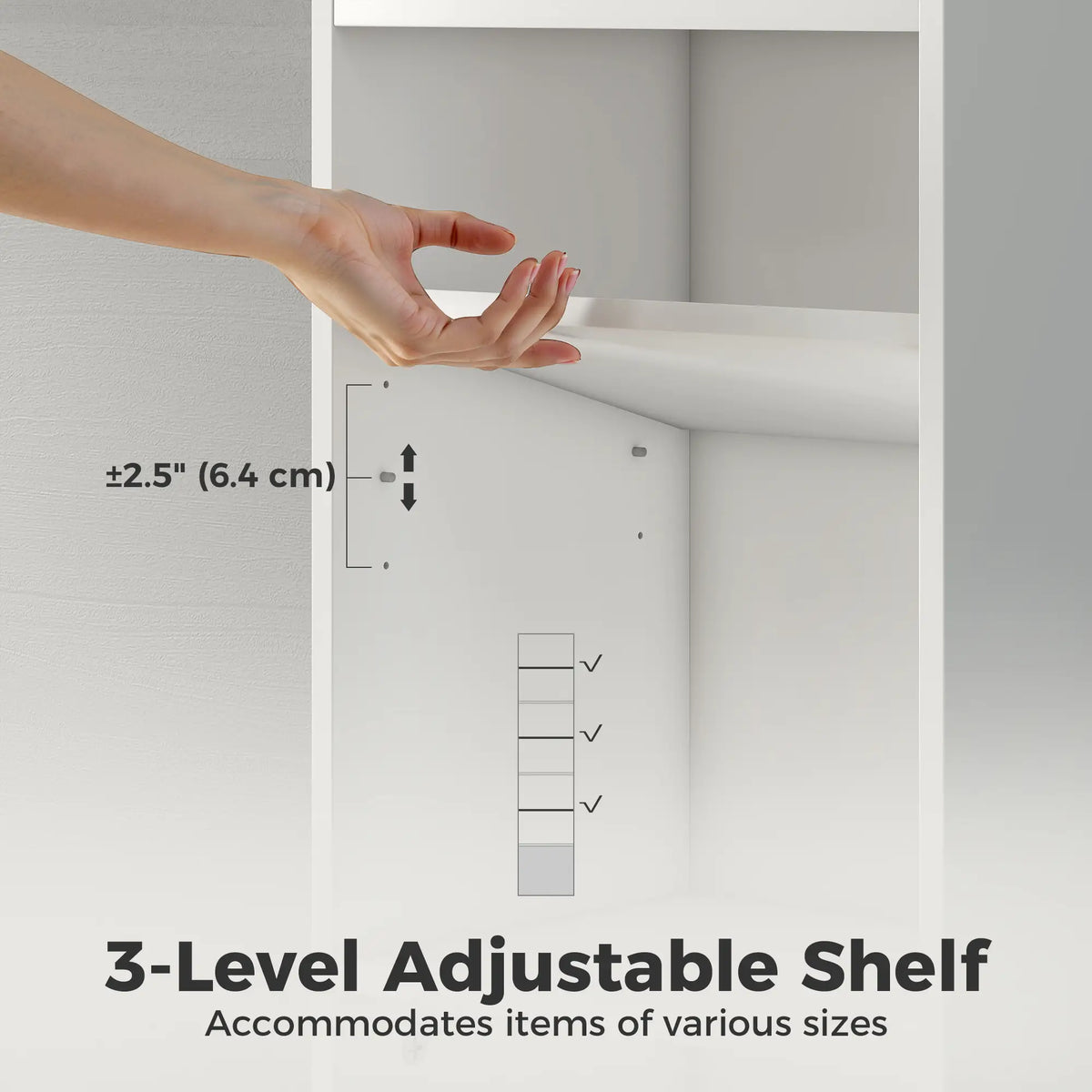 7-Tier Bookcase, Display Shelf with Cabinet, White
