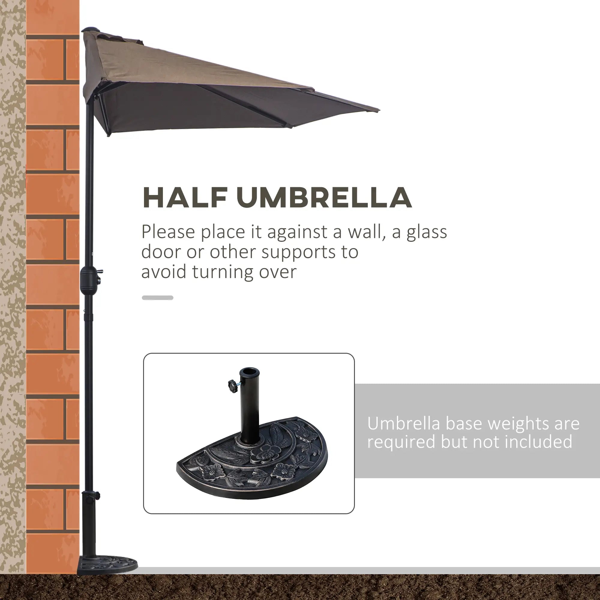 9ft Half Round Umbrella, Outdoor Patio, Coffee Sun Umbrellas at Gallery Canada