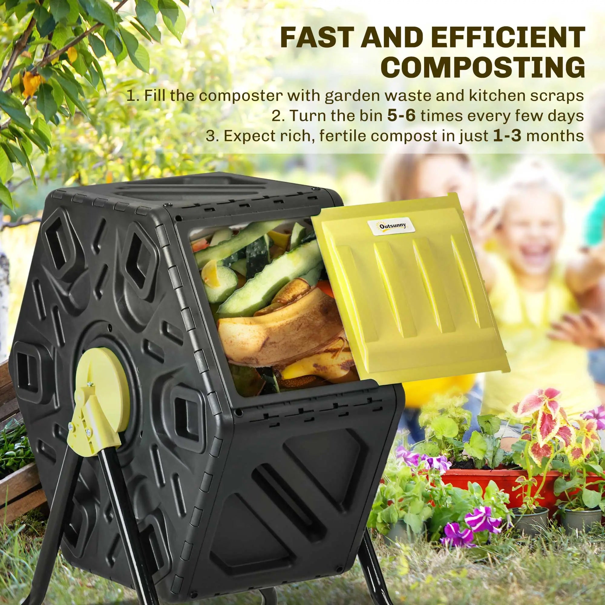 Rotating Composter Bin, 17 Gallon, Yellow Outdoor Compost Bin at Gallery Canada