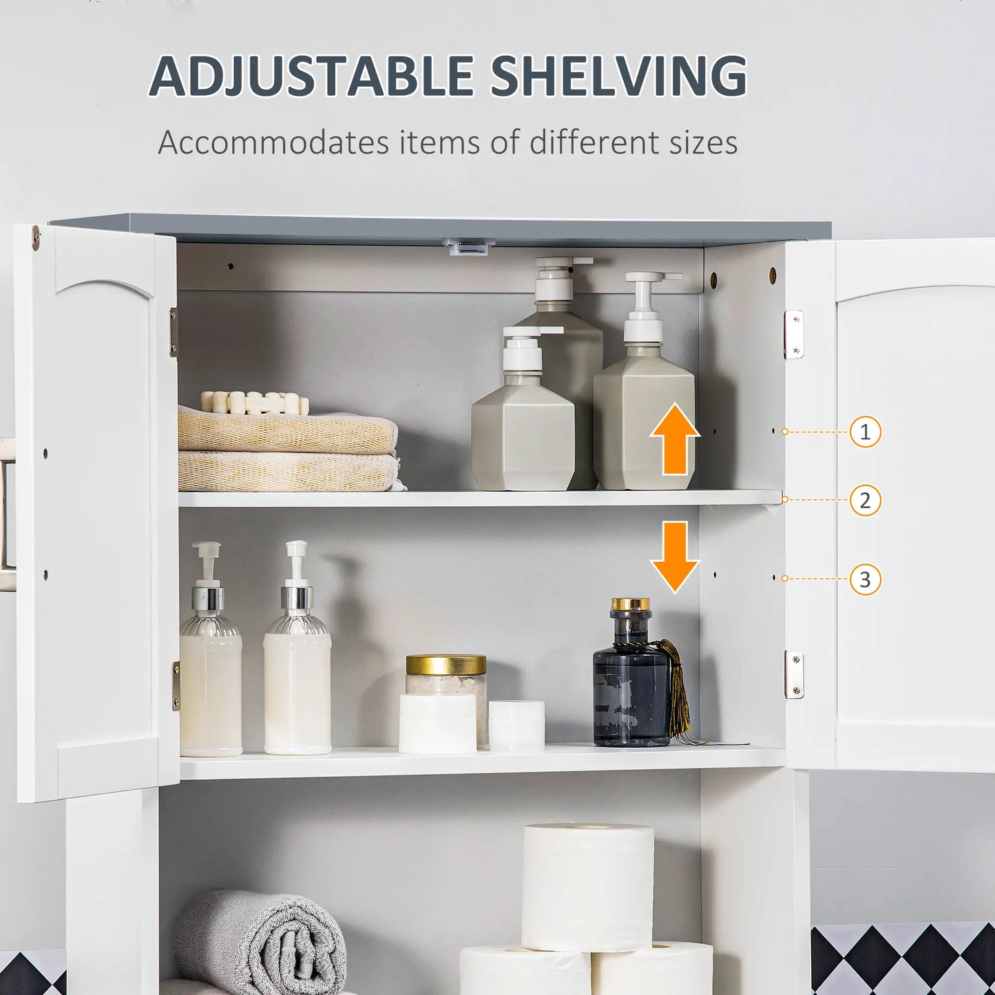 Modern Over Toilet Storage Cabinet, Double Door, Adjustable Shelf, White Over The Toilet Storage at Gallery Canada