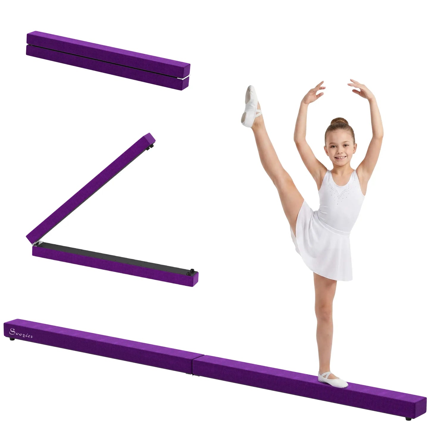 7ft Folding Balance Beam, Gymnastics Beam with Wood Core, Purple Gymnastics Mats at Gallery Canada
