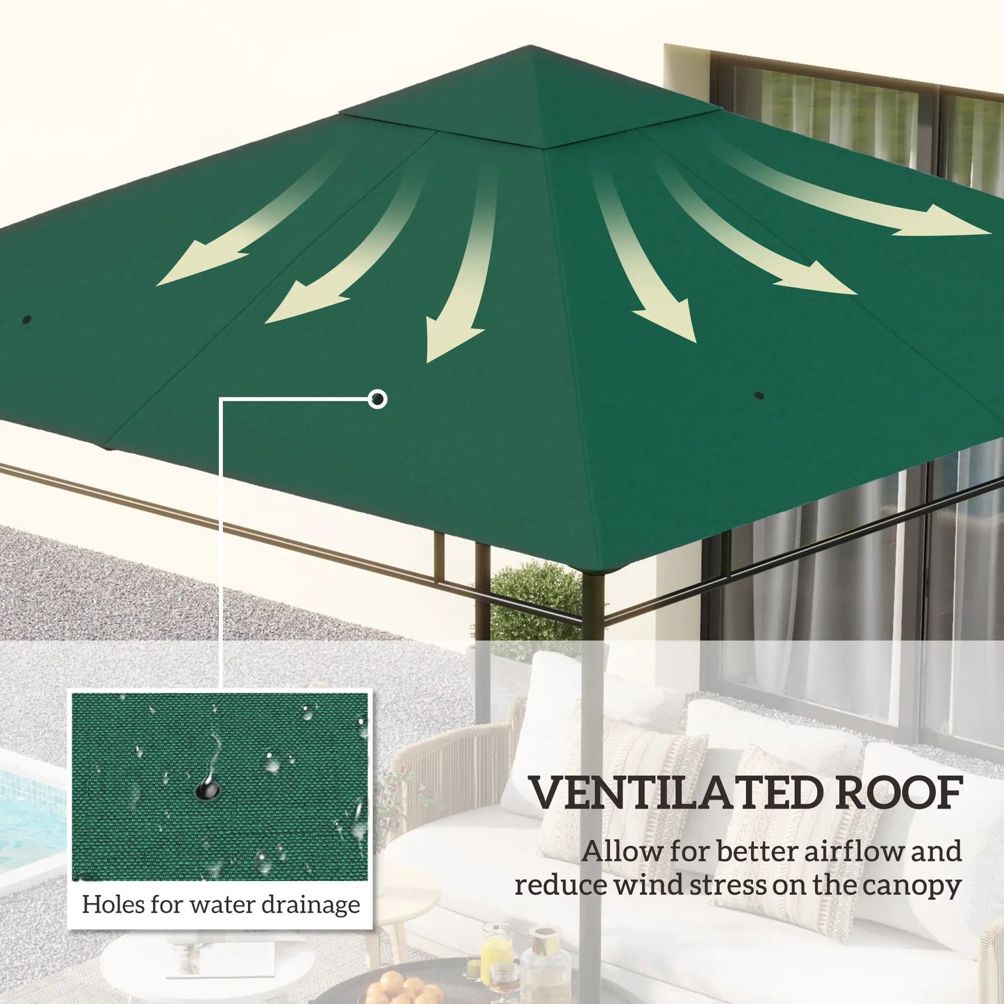 10' x 10' Gazebo Canopy, UV Protected Sun Shade, Green Gazebo Canopy Replacement at Gallery Canada