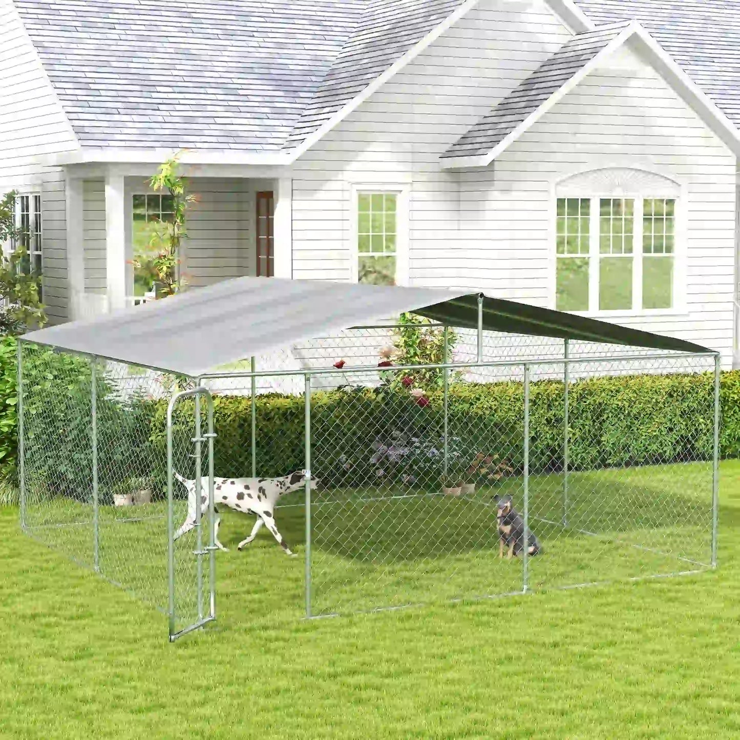 Outdoor Dog Kennel, Heavy Duty Playpen, Secure Lock, Cover, 15.1' x 15.1' x 7.5' Houses, Kennels & Pens at Gallery Canada