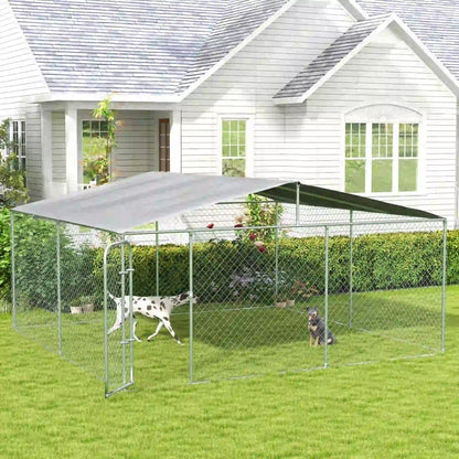 Outdoor Dog Kennel, Heavy Duty Playpen, Secure Lock, Cover, 15.1' x 15.1' x 7.5' Houses, Kennels & Pens at Gallery Canada