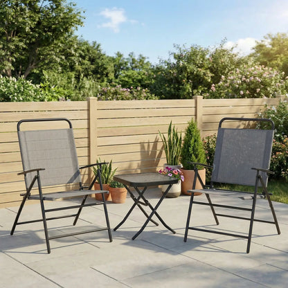 Folding Bistro Set, Adjustable Chairs, Glass Top Table, Grey Bistro Sets at Gallery Canada