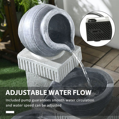 4-Tier Outdoor Jar Water Fountain, LED Lights, Adjustable Flow, 26.4-inch Water Fountains at Gallery Canada