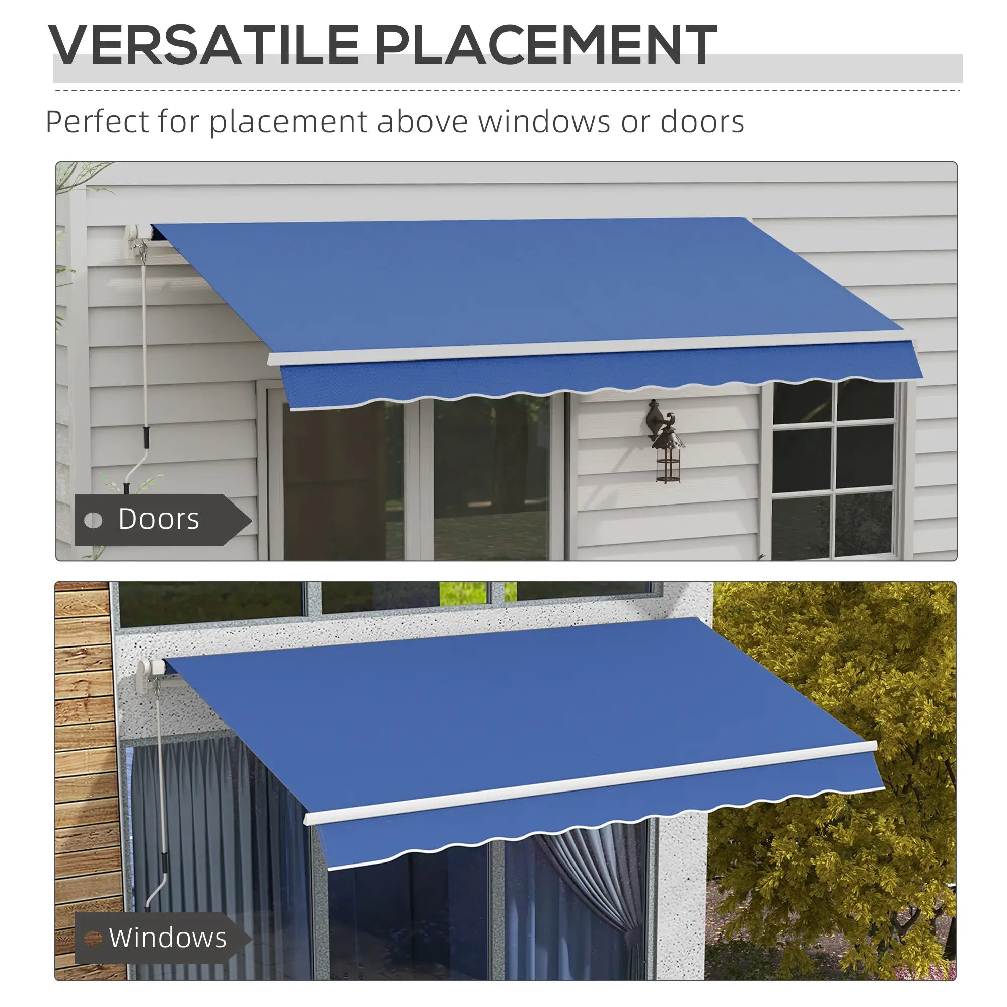 12' x 10' Manual Retractable Awning, Adjustable Sunshade, Dark Blue Patio Awnings at Gallery Canada