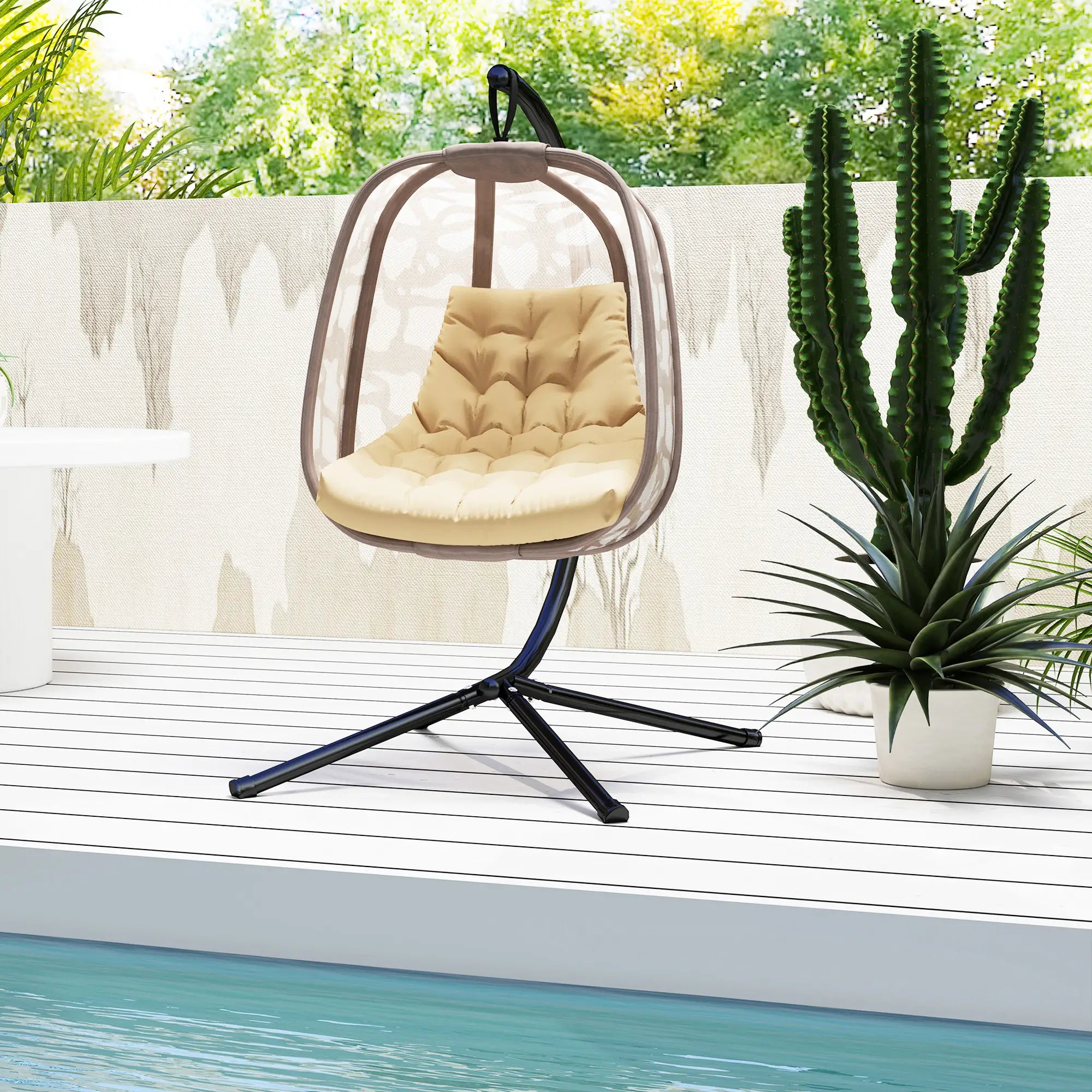 Outdoor Swing Cushion, Tufted Patio Cushion, Beige Patio Chair Cushions at Gallery Canada
