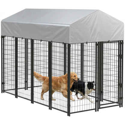 Outdoor Dog Kennel With Roof, 8' x 4' x 6', Heavy Duty Welded Wire Playpen Dog Kennels at Gallery Canada
