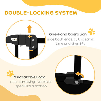 Extra Tall Dog Gate with Door, Pressure Fit, Auto Close, 29-34 Inch, Black Houses, Kennels & Pens at Gallery Canada