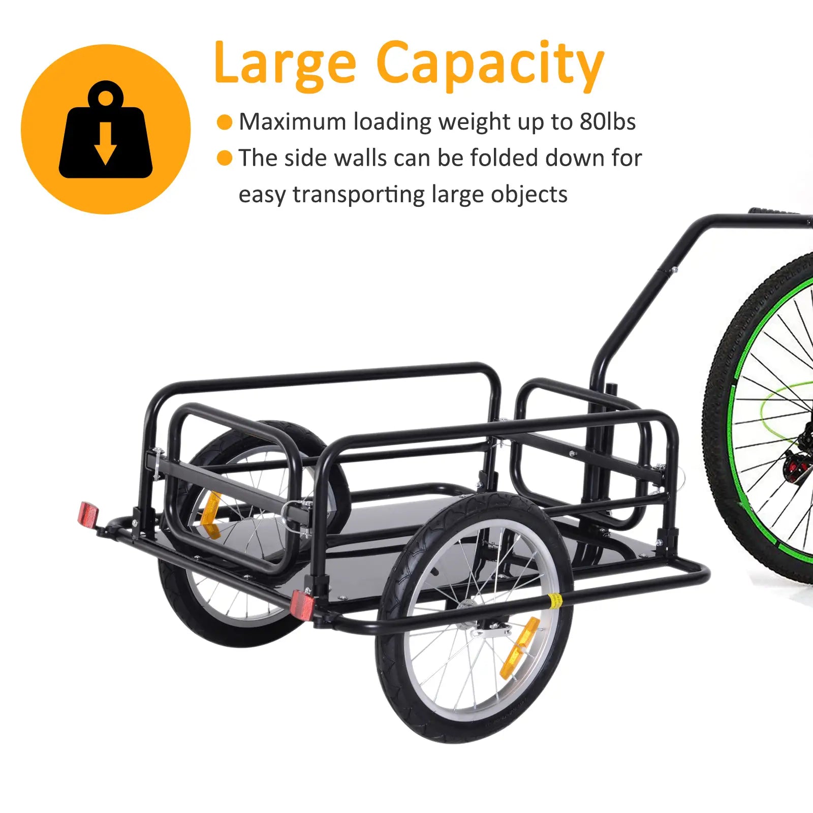 Folding Bicycle Cargo Trailer, Bike Cart Carrier, Hitch, Black Bike Cargo Trailers at Gallery Canada