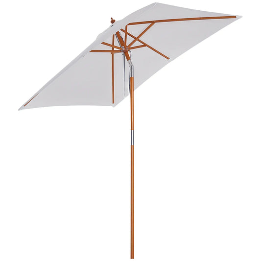 6.6x5ft Fir Wooden Patio Umbrella, Square Market Parasol, Tilt Mechanism, 6 Ribs, Cream White Sun Umbrellas Cream at Gallery Canada