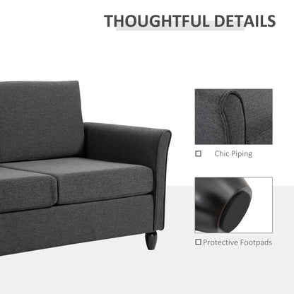 2-Seat Sofa with Armrests, Wood Legs, Dark Grey 2-Seater Sofas at Gallery Canada