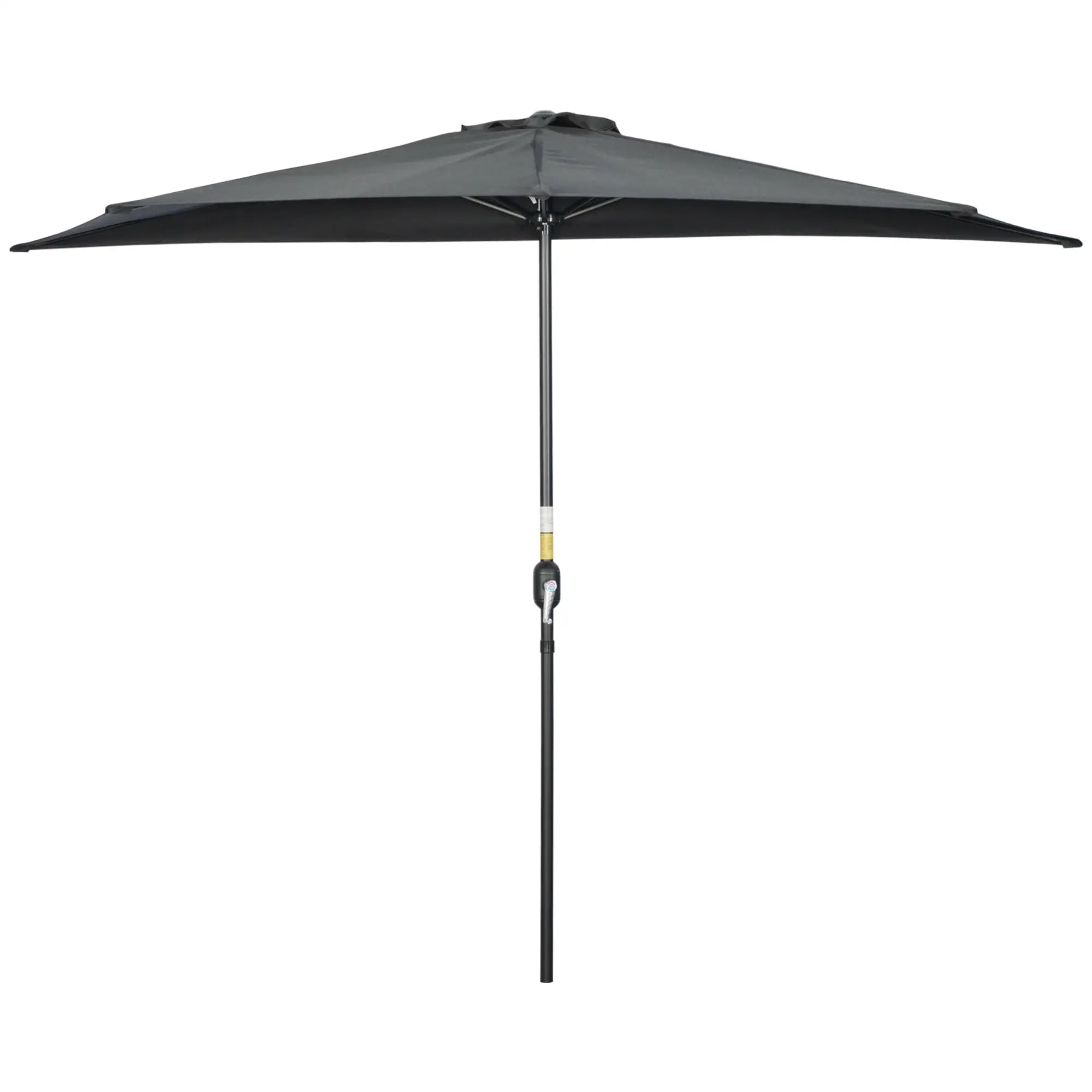 9.8ft Half Umbrella, Semi Round Patio Parasol, Crank Handle, Top Vent, Black Sun Umbrellas Black at Gallery Canada
