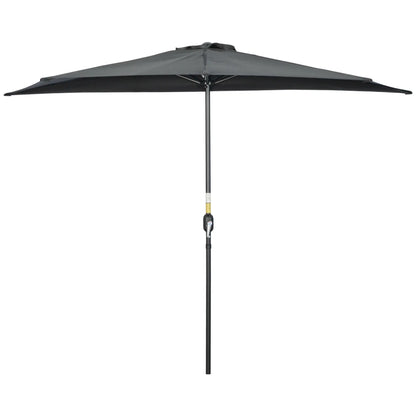 9.8ft Half Umbrella, Semi Round Patio Parasol, Crank Handle, Top Vent, Black Sun Umbrellas Black at Gallery Canada