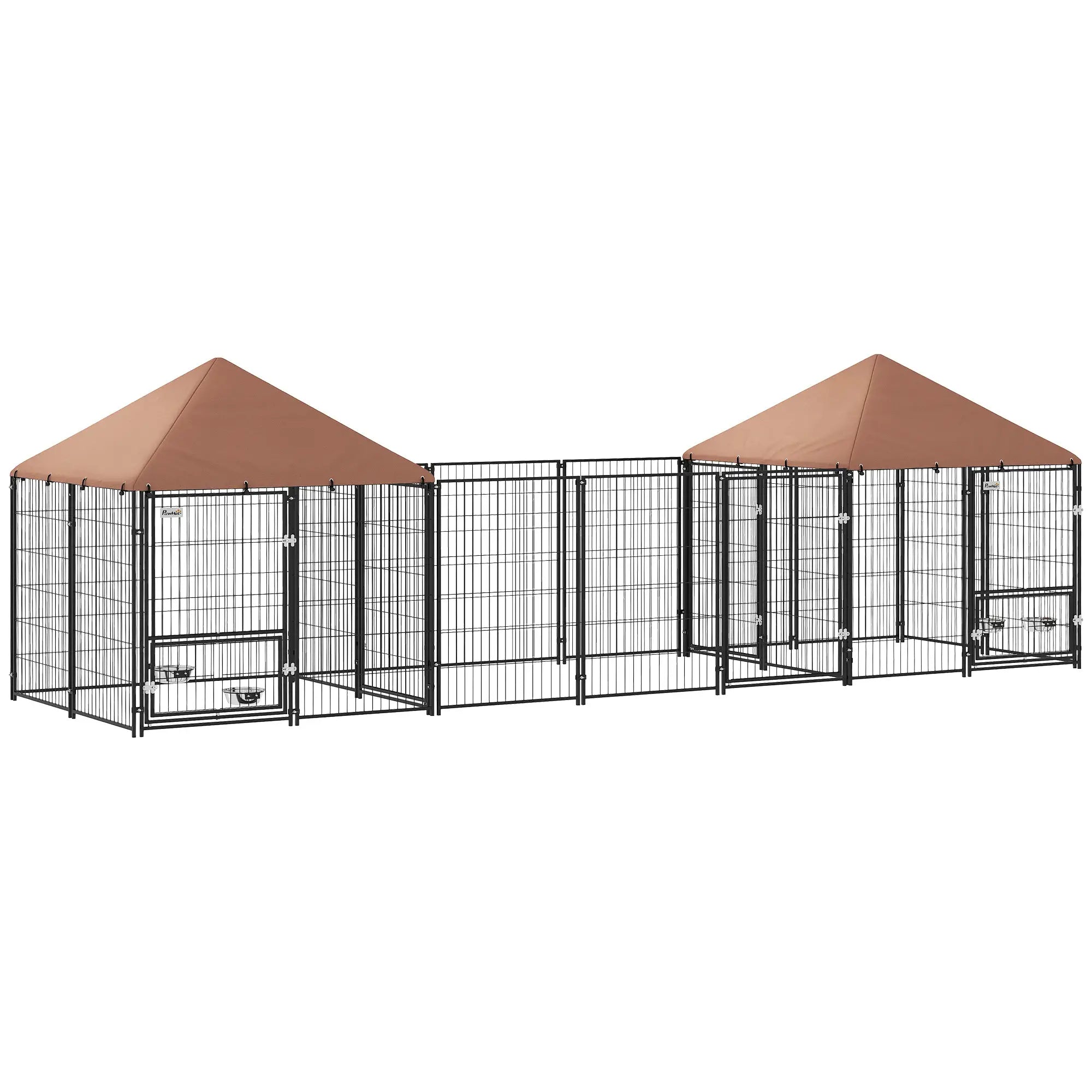 Outdoor Dog Kennel, 2 Rooms, Adjustable Bowls, Waterproof Cover, 16.2' x 4.7' x 5.1' Houses, Kennels & Pens at Gallery Canada