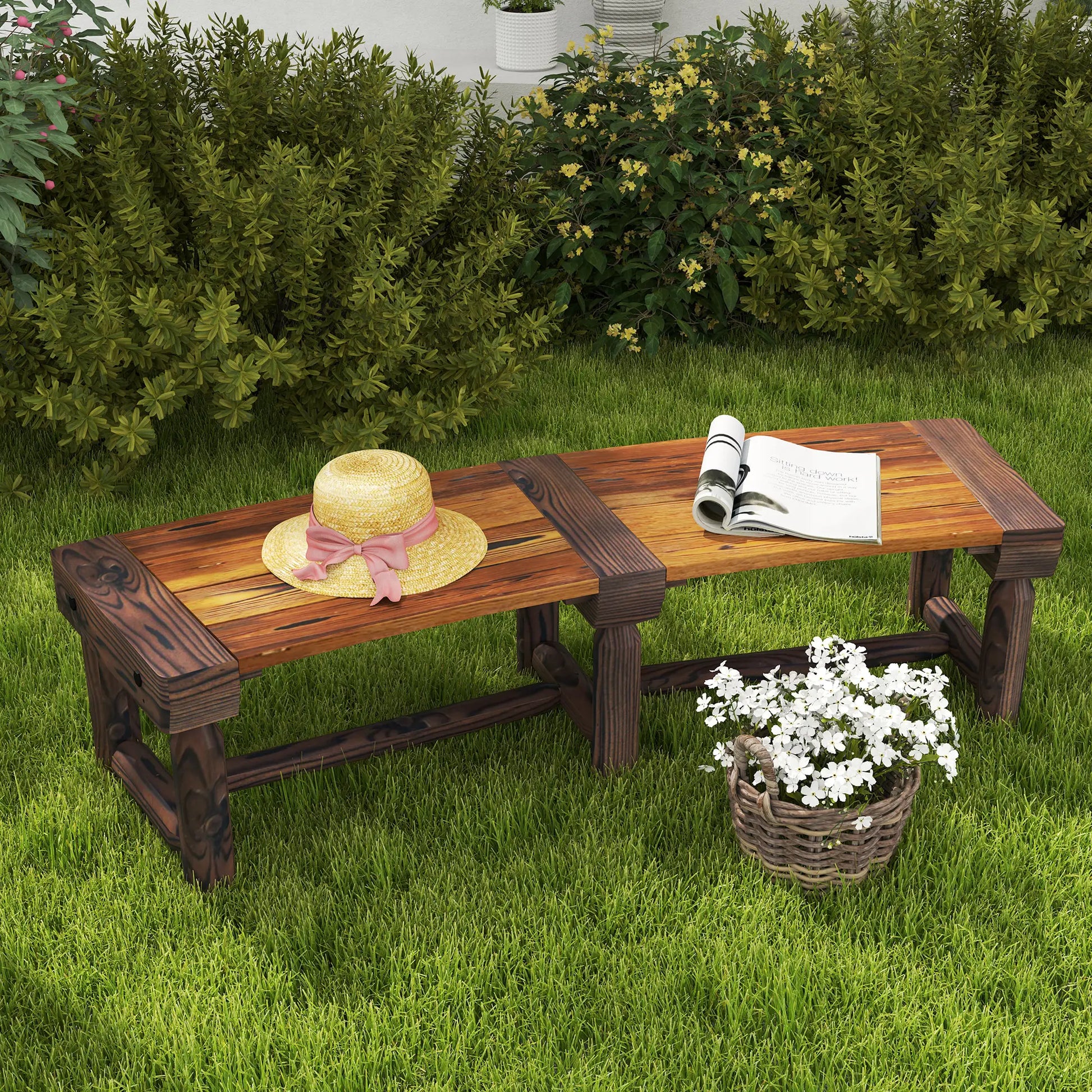 Wooden Outdoor Tree Bench, Slatted Seat, 60in, Brown Outdoor Benches at Gallery Canada