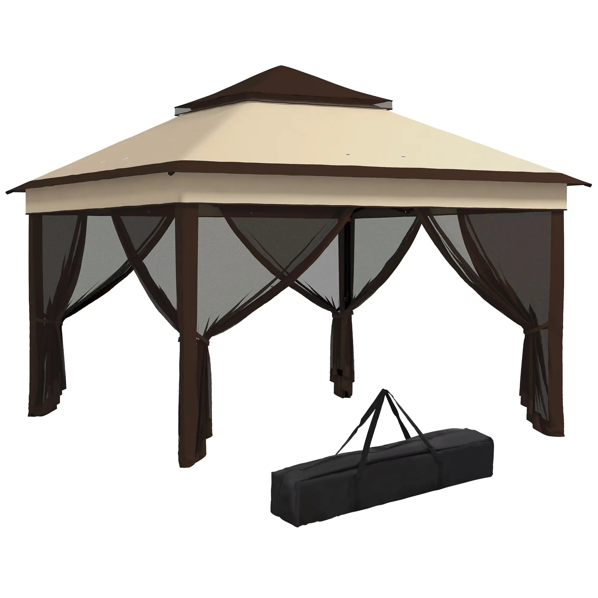 10.7 x 10.7ft Pop Up Gazebo, UV30+ Roof, Removable Mesh Curtains, Beige Pop Up Canopies at Gallery Canada