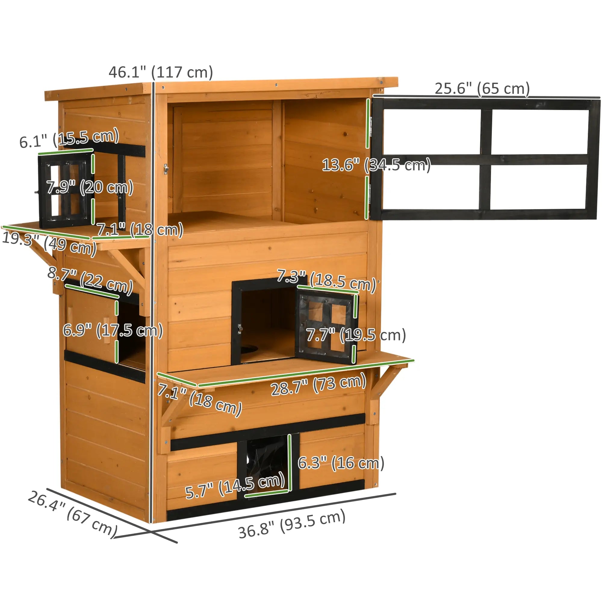 Outdoor Cat House, 3-Tier Kitty Shelter, Weather Resistant, Escape Door Cat Houses at Gallery Canada