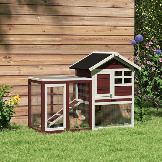 48" Weatherproof Wooden Rabbit Hutch, Bunny Cage, Small Animal House, Brown Rabbit Hutch Brown and White at Gallery Canada
