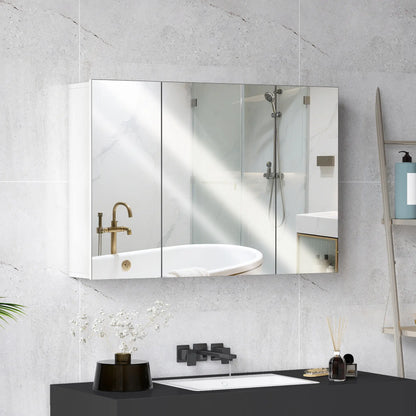 35" x 24" Wall Mounted Mirror Cabinet, 3 Doors, Adjustable Shelves, White Mirror Medicine Cabinets at Gallery Canada