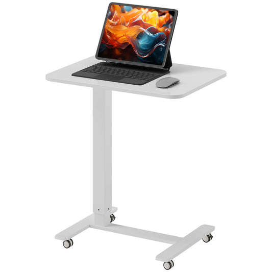 Adjustable Height Standing Desk, Mobile with Wheels, 43 Inch, White Office Desks & Work Stations White at Gallery Canada