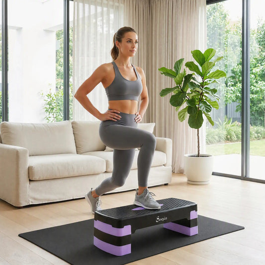 Aerobic Exercise Step Platform, 4"/6"/8" Adjustable Aerobic Stepper with Risers, Workout Stepper for Home Gym, Purple Aerobic Equipment Purple at Gallery Canada