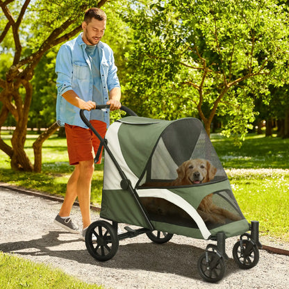 Foldable Pet Stroller, Large Dogs, Four Big Wheels, Dark Green Dog Bike Trailers & Strollers at Gallery Canada