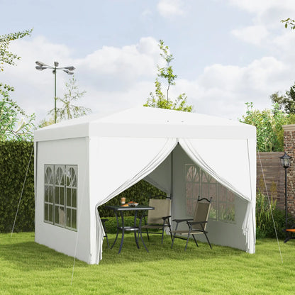 9.7' x 9.7' Outdoor Pop Up Tent, Wedding Gazebo Canopy, White Pop Up Canopies at Gallery Canada