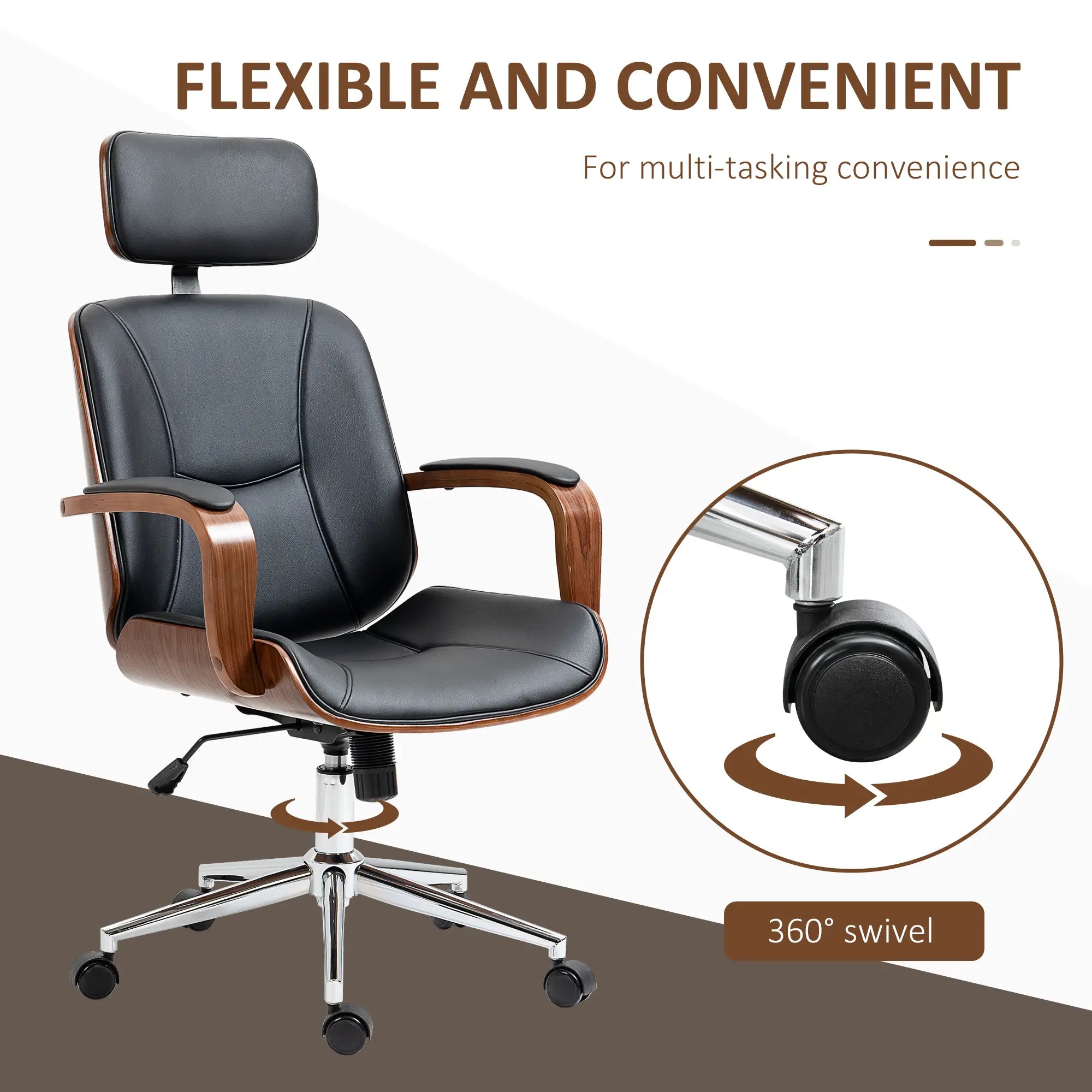 Office Chair, PU Leather Desk Chair, Adjustable Height, Tilt, Wheels, Black Office Chairs at Gallery Canada