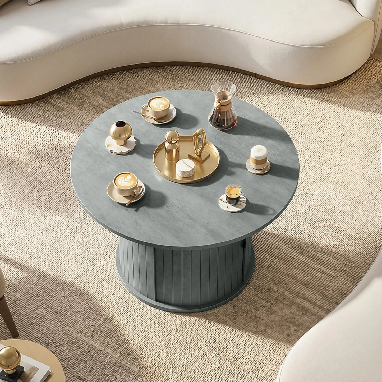 Round Coffee Table, 31.5", Cement Grey Coffee Tables at Gallery Canada