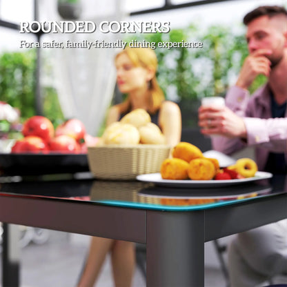 59" x 35" Aluminum Outdoor Dining Table, Glass Top, Seats 6, Grey Patio Dinning Tables at Gallery Canada